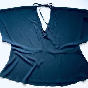 Peplum Top Navy Blue Tie NWT Size 26/28